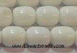 CAG7211 15.5 inches 10*12mm drum white agate gemstone beads