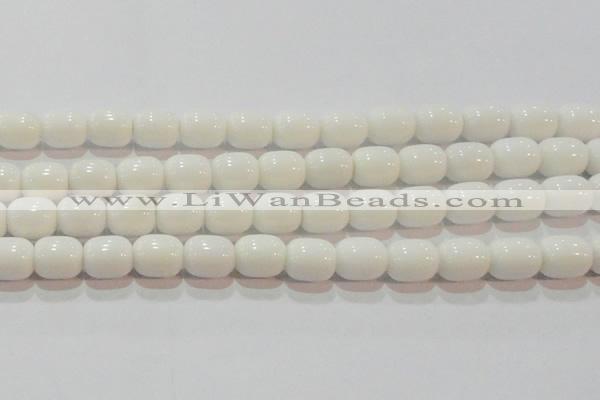 CAG7211 15.5 inches 10*12mm drum white agate gemstone beads