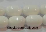 CAG7212 15.5 inches 10*14mm drum white agate gemstone beads