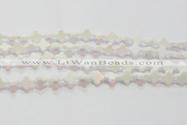 CAG7217 15.5 inches 10*10mm flower white agate gemstone beads