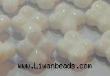 CAG7222 15.5 inches 16*16mm carved flower white agate gemstone beads