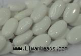 CAG724 15.5 inches 8*14mm oval white agate gemstone beads wholesale