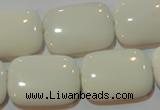 CAG7248 15.5 inches 15*20mm rectangle white agate gemstone beads