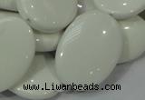 CAG725 15.5 inches 20*30mm oval white agate gemstone beads wholesale