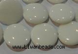 CAG7251 15.5 inches 10mm flat round white agate gemstone beads