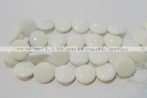 CAG7251 15.5 inches 10mm flat round white agate gemstone beads