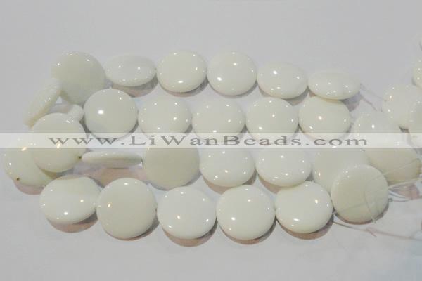 CAG7253 15.5 inches 14mm flat round white agate gemstone beads