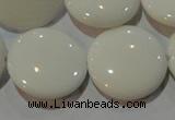 CAG7255 15.5 inches 18mm flat round white agate gemstone beads