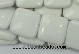 CAG726 15.5 inches 20*20mm square white agate gemstone beads