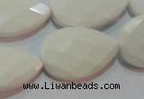 CAG7267 15.5 inches 15*20mm faceted flat teardrop white agate beads