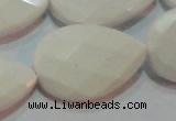 CAG7269 15.5 inches 20*30mm faceted flat teardrop white agate beads