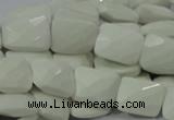 CAG727 15.5 inches 15*20mm twisted faceted rectangle white agate beads