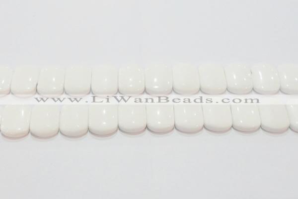 CAG7275 15.5 inches 18*25mm rectangle double drilled white agate beads