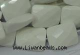 CAG728 15.5 inches 18*25mm twisted faceted rectangle white agate beads