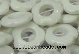 CAG732 15.5 inches 22*22mm flower-shaped white agate beads