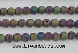 CAG7448 15.5 inches 4mm round plated druzy agate beads wholesale