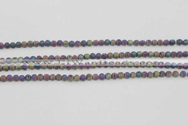 CAG7449 15.5 inches 6mm round plated druzy agate beads wholesale