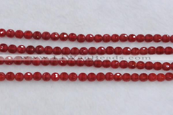 CAG7456 15.5 inches 6mm faceted round matte red agate beads