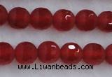 CAG7457 15.5 inches 8mm faceted round matte red agate beads