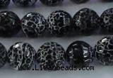 CAG7604 15.5 inches 12mm faceted round frosted agate beads wholesale