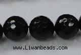 CAG7853 15.5 inches 20mm faceted round black agate beads wholesale