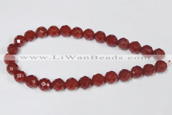 CAG7865 15.5 inches 20mm faceted round red agate beads wholesale