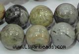 CAG7868 15.5 inches 18mm round silver needle agate beads