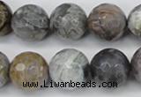 CAG7872 15.5 inches 18mm faceted round silver needle agate beads