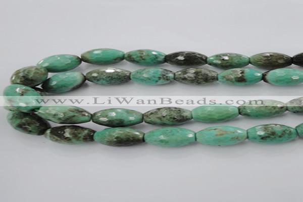 CAG7885 15.5 inches 10*30mm faceted rice grass agate beads