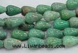 CAG7896 15.5 inches 8*12mm teardrop grass agate beads wholesale