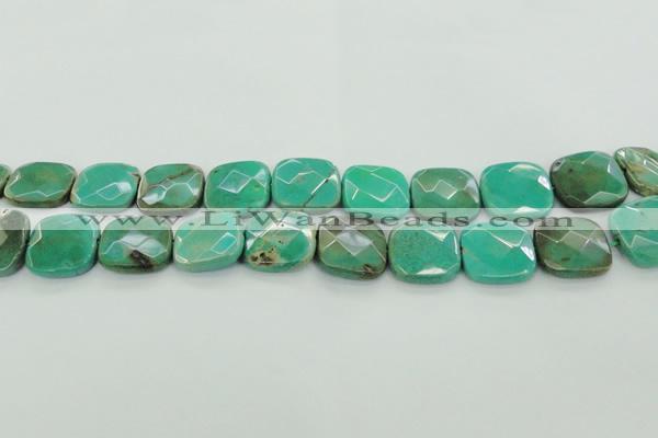 CAG7917 15.5 inches 25*25mm faceted square grass agate beads