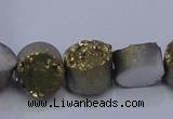 CAG7930 7.5 inches 10mm flat round plated white druzy agate beads