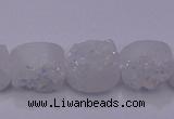 CAG7945 7.5 inches 8*10mm oval plated white druzy agate beads