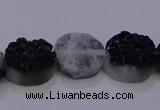 CAG7951 7.5 inches 8*10mm oval plated white druzy agate beads