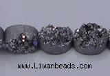 CAG7953 7.5 inches 8*10mm oval plated white druzy agate beads