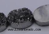 CAG7963 7.5 inches 15*20mm oval plated white druzy agate beads