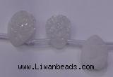 CAG7970 Top drilled 13*18mm flat teardrop plated white druzy agate beads