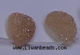 CAG7982 Top drilled 22*30mm flat teardrop plated white druzy agate beads