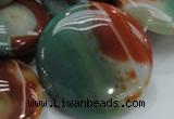 CAG807 15.5 inches 40mm flat round rainbow agate gemstone beads