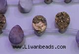 CAG8103 Top drilled 10*14mm teardrop glod plated druzy agate beads