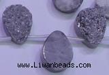 CAG8122 Top drilled 15*20mm teardrop silver plated druzy agate beads