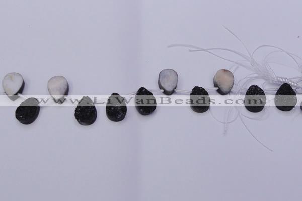 CAG8127 Top drilled 15*20mm teardrop black plated druzy agate beads