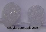 CAG8139 Top drilled 22*30mm teardrop white plated druzy agate beads