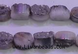 CAG8152 7.5 inches 10*14mm oval silver plated druzy agate beads