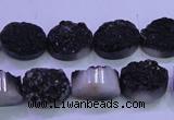 CAG8167 7.5 inches 12*16mm oval black plated druzy agate beads