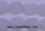 CAG8170 7.5 inches 13*18mm oval white plated druzy agate beads