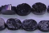 CAG8177 7.5 inches 13*18mm oval black plated druzy agate beads