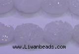 CAG8180 7.5 inches 15*20mm oval white plated druzy agate beads