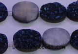 CAG8186 7.5 inches 15*20mm oval blue plated druzy agate beads