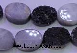 CAG8187 7.5 inches 15*20mm oval black plated druzy agate beads